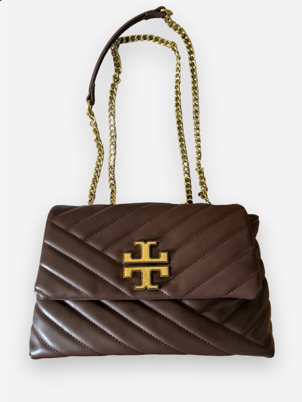 Tory Burch Brown Quilted Leather Chain Shoulder Bag